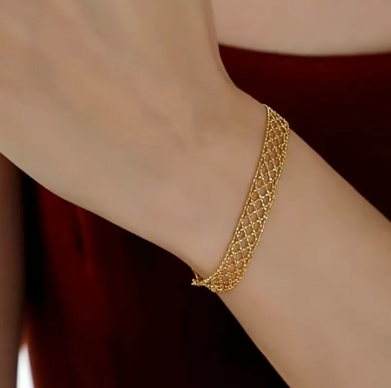 Authentic 18K Gold Lace Bracelet - AU750 Fine Jewelry, Exquisite