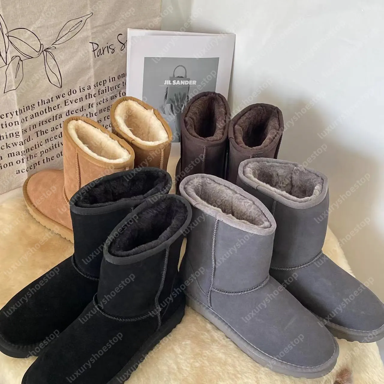 Short Middle Womens London Fog Snow Boots With Genuine Leather Sheepskin Fur Foam Sole And Non Slip Sole Keep Your Feet Warm And Stylish In Wool And Mid Calf Styles 5825 From