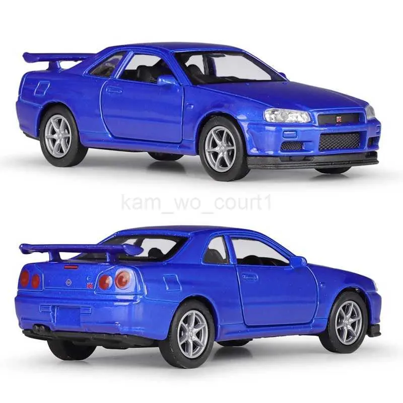 日産スカイラインGTR R34おもちゃ車、1/36スケールウェルリーダ