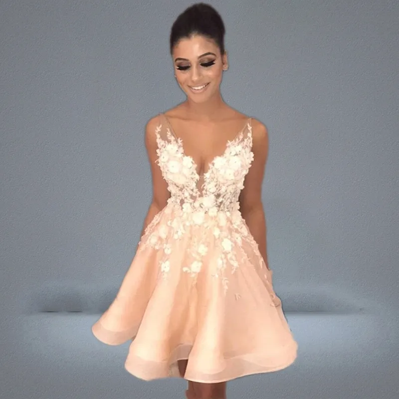 Backless V-Neck Tulle Cocktail Dress with 3D Floral Applique and Zipper Closure from Dhgate Party Dresses - price 57.72 Backless V-Neck Tulle Cocktail Dress with 3D Floral Applique and Zipper Closure from Dhgate Party Dresses - price 57.72