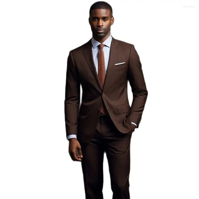 mens brown dress suits 100% Merino Wool Dark Brown 3-Piece Suit for Men – Vintage Style Suit 42 / 42 main image 1