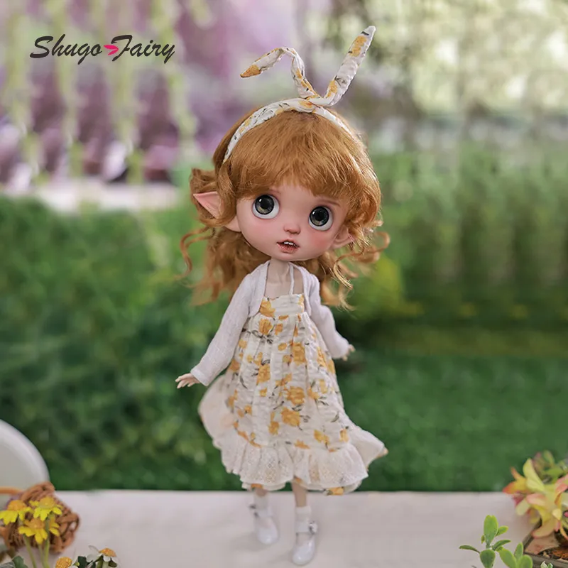 Lime BJD Doll 1/6 Scale Full Set with Yellow Blonde Wig and Big