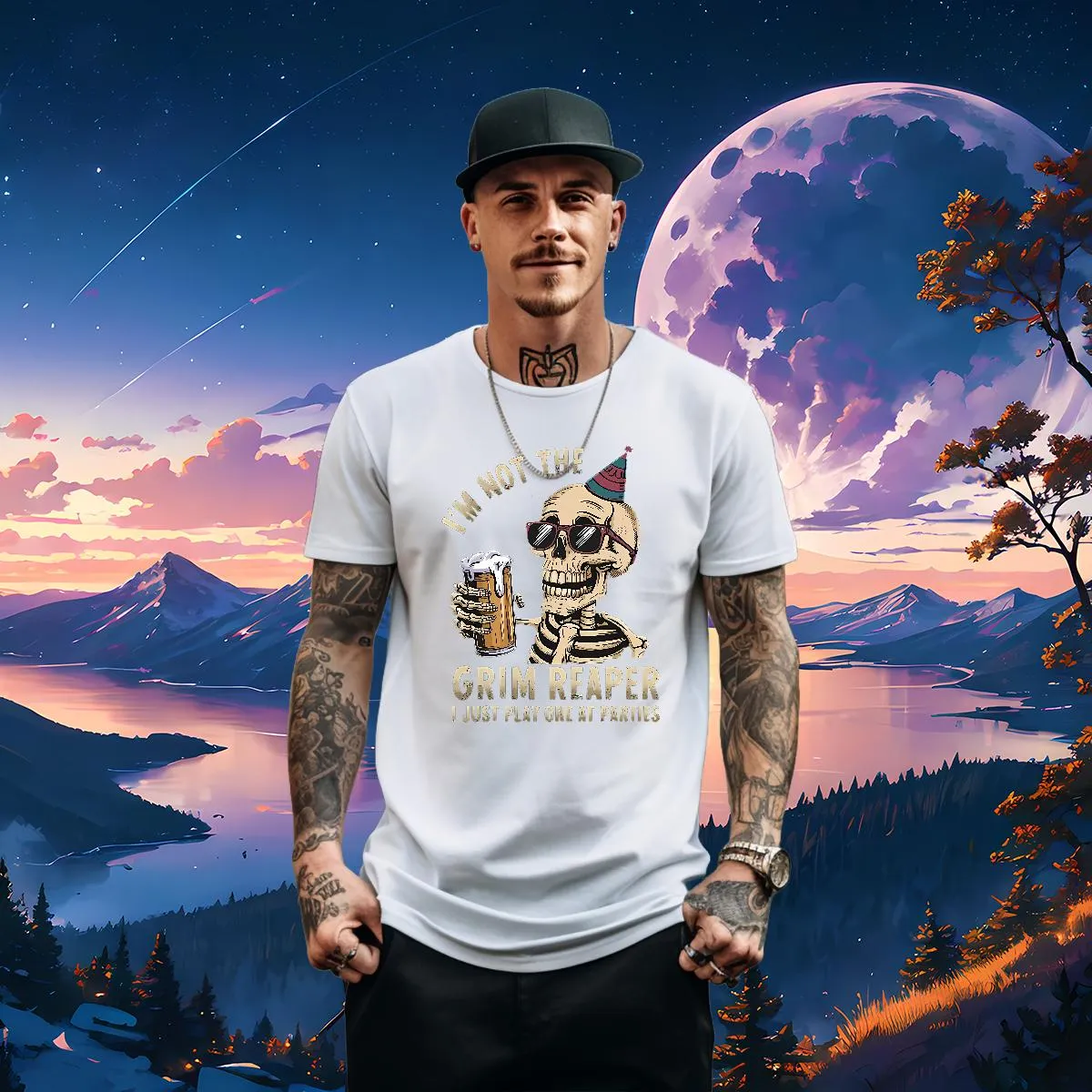 Camiseta De Cuello De La Tripulación Casual Para Hombres Algodón