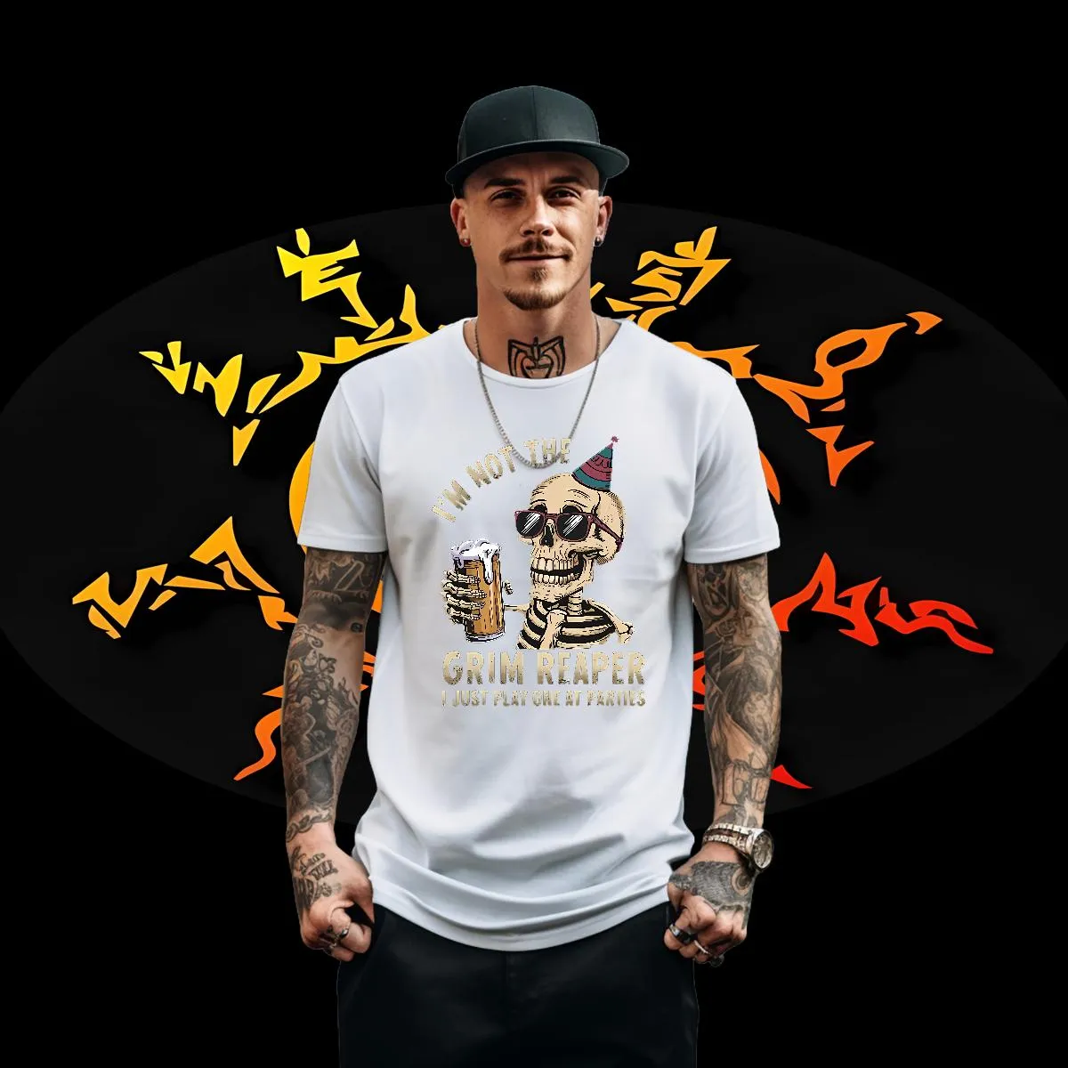 Camiseta Personalizada Para Hombre Esqueleto 230g 100% Algodón De