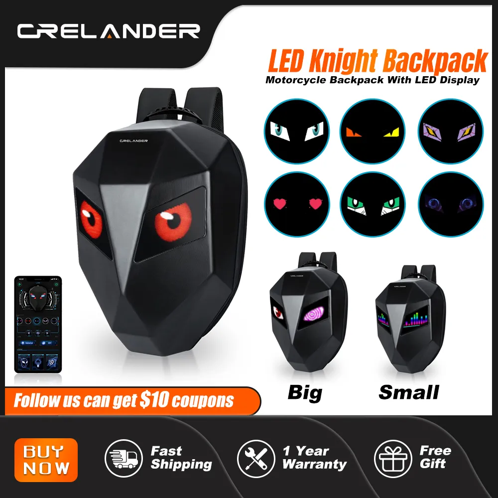 3D Motorcycle Hard Shell Backpack: Waterproof LED Travel Bag