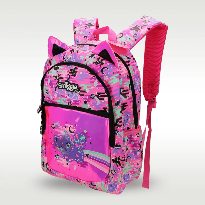 Smiggle original childrens school backpack 16 inch rose red canvas