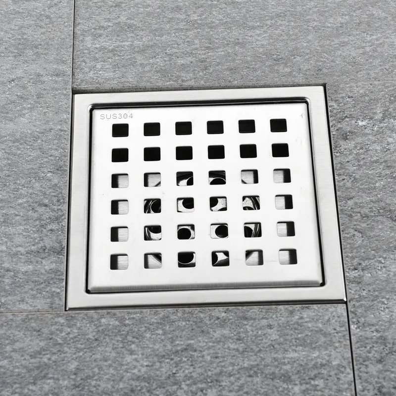Grille De Vidange Carrée Acier Inoxydable 150x150x20 Mm - Antirouille, Antidérapante, Pour Sol Douche Extérieur