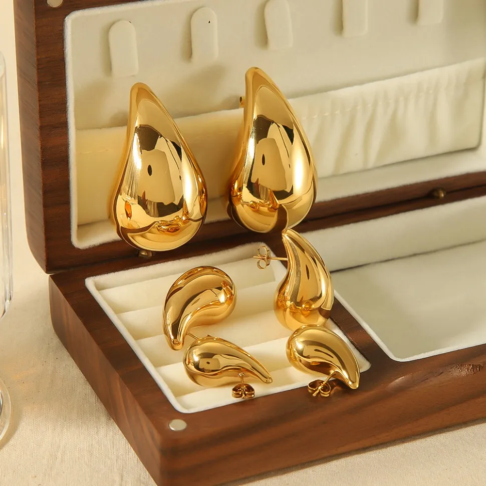 Geometric 3 Layer Rhinestone Earrings For Women - Gold/Silver Dangle Studs