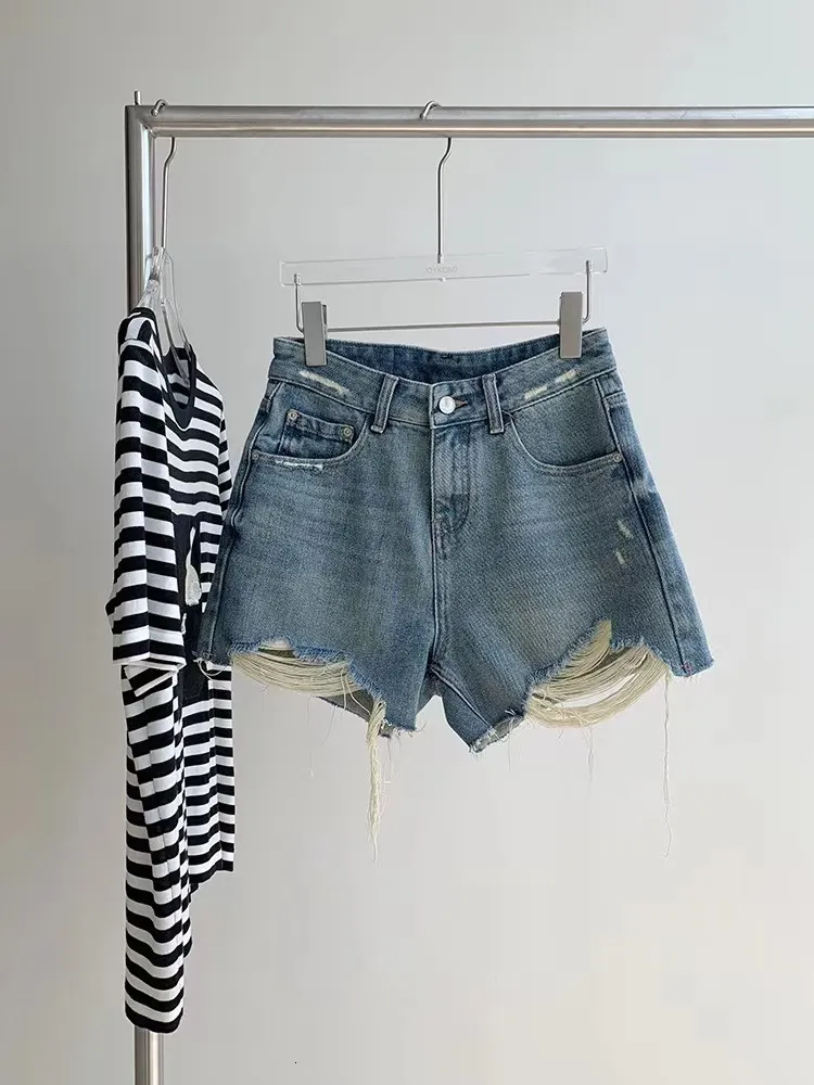 Summer Lightweight Blue Jeans: High Waisted A Line Denim Shorts