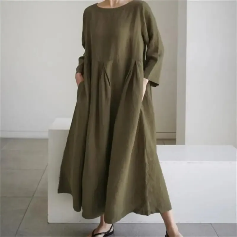 chinese dress ladies Rove Linen-Cotton Midi Dress - Crossover Back-Ties
