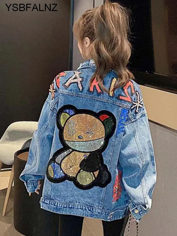 Clothing Moschino Teddy Bear Denim Jacket Denim Hoodie Jacket