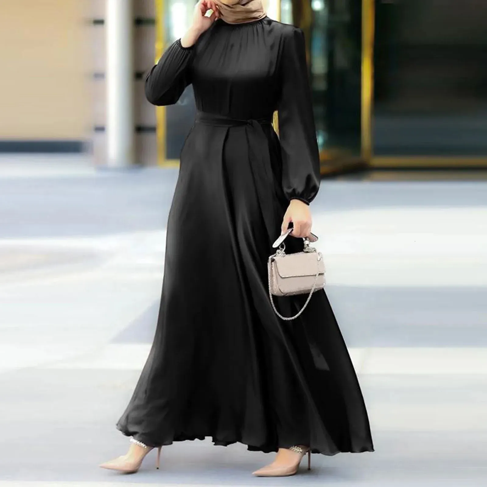 black feather dress long sleeve Mandarin Feather Trim Mini Dress-black