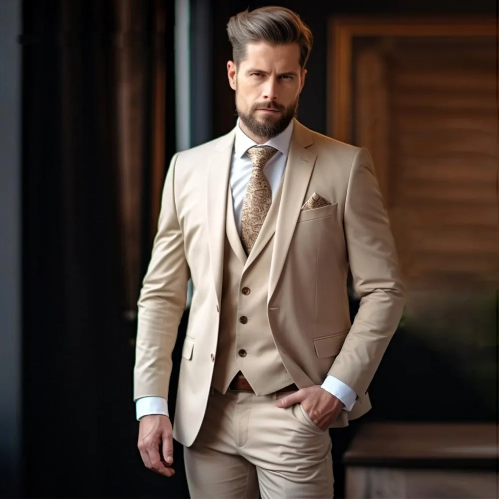 Economize muito em Terno Masculino De Champanhe: Conjunto De Ternos Com  Três Peças Tuxedos De Ajuste Personalizado Para Baile, Casamentos E  Ocasiões ..., image size:1000x1000