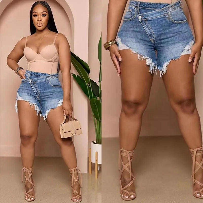 High waisted fringe denim shorts hotsell