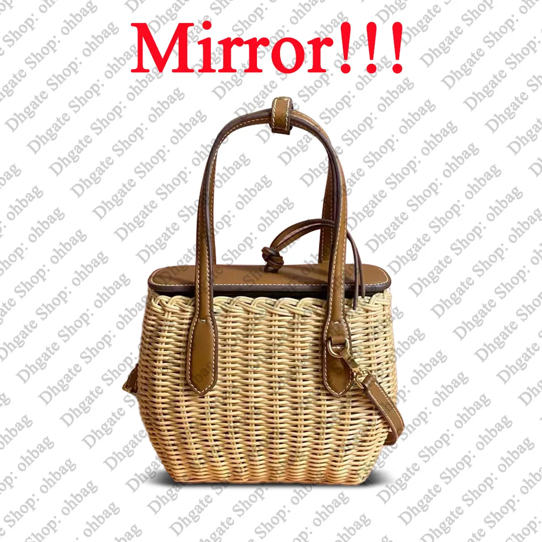 12A Designer Mini Rattan Bag Luxury Basket Bag Top Handle Bag Handbag for Women Luxury Cowhide Trim Purse Crossbody Shoulder Strap Bag With Box
