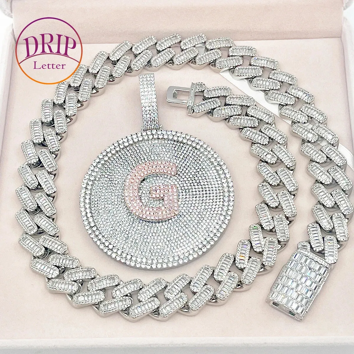 Drip Letter Iced Out Disc: Custom Name Plate Pendant For Women From ...
