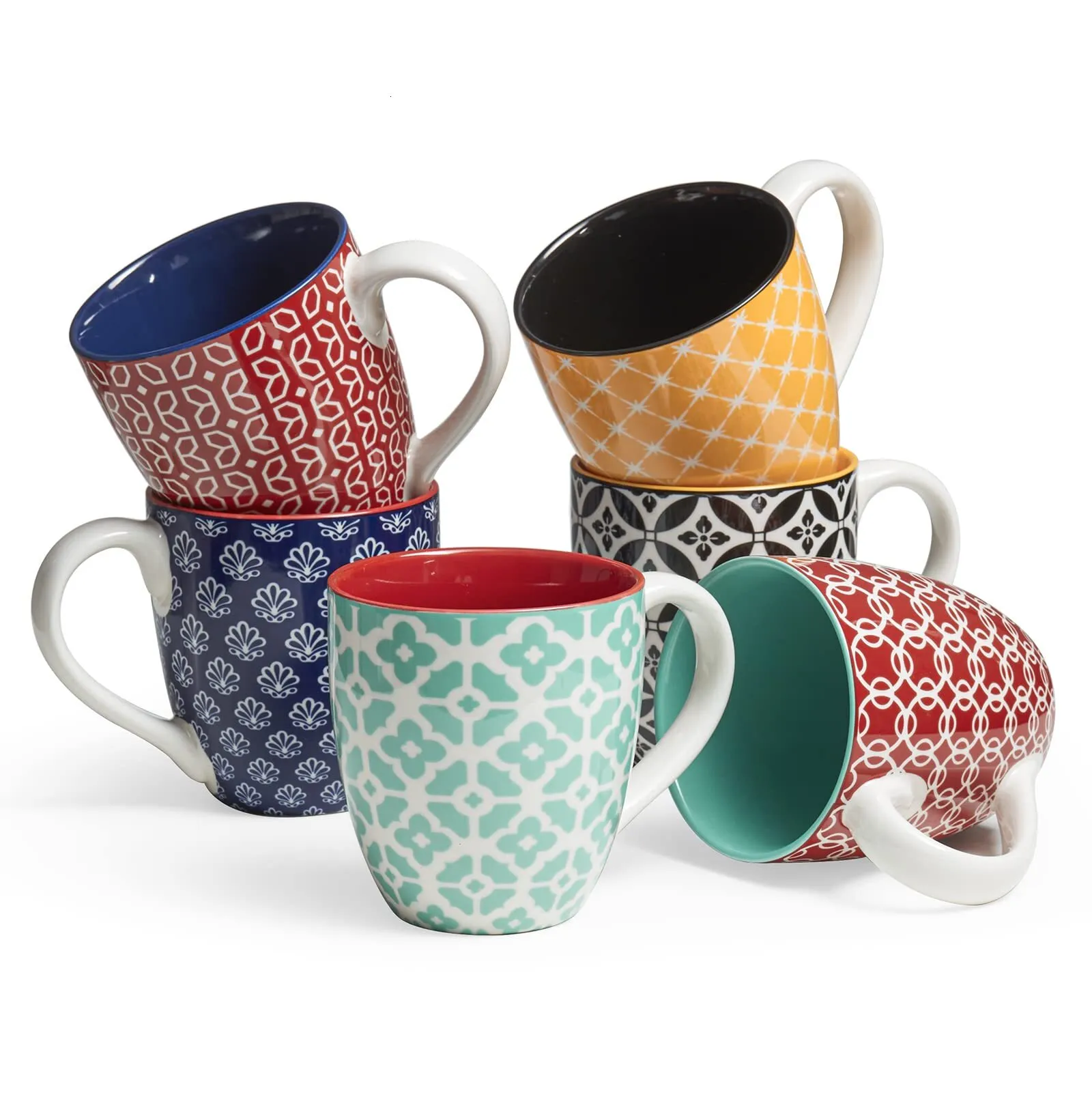 coffee cup 6-piece set with tray, 19 ounce large melamine mug with handle  and lid, freezer safe and reusable from Dhgate Mugs - price 30.15