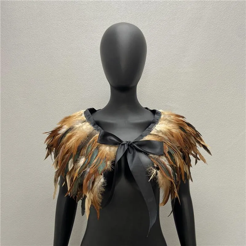 thumbnail image 2 of Feather Epaulettes Feather Shrug Wrap Gothic Victorian 2 of 13
