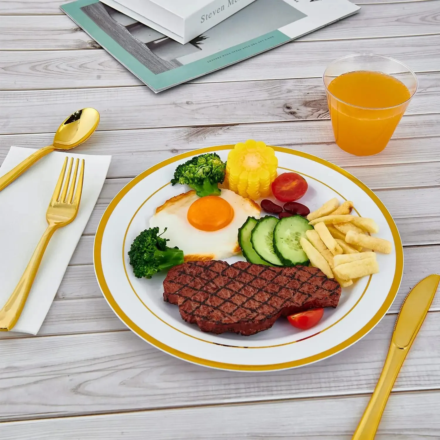 100 Heavy Duty 10 Inch Gold Plastic Happy Plates With Gold Rim Disposable White Happy Plate For Parties 240711 From Lian10 39.33 DHgate.Com