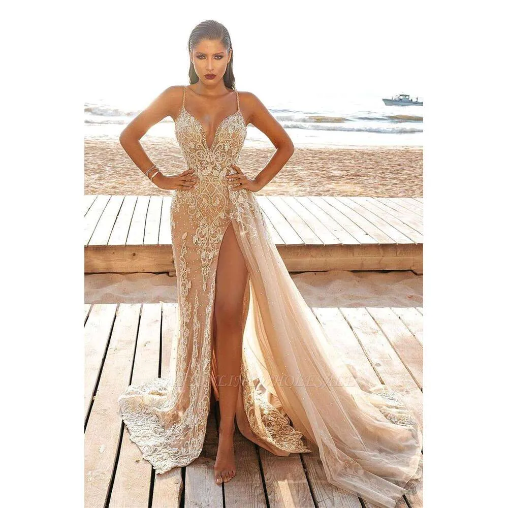 popular sweetheart beaded neckline high split sequin prom dresses Sweetheart Orange Half-Beaded Long High Split Prom Dress with Half train main image 1