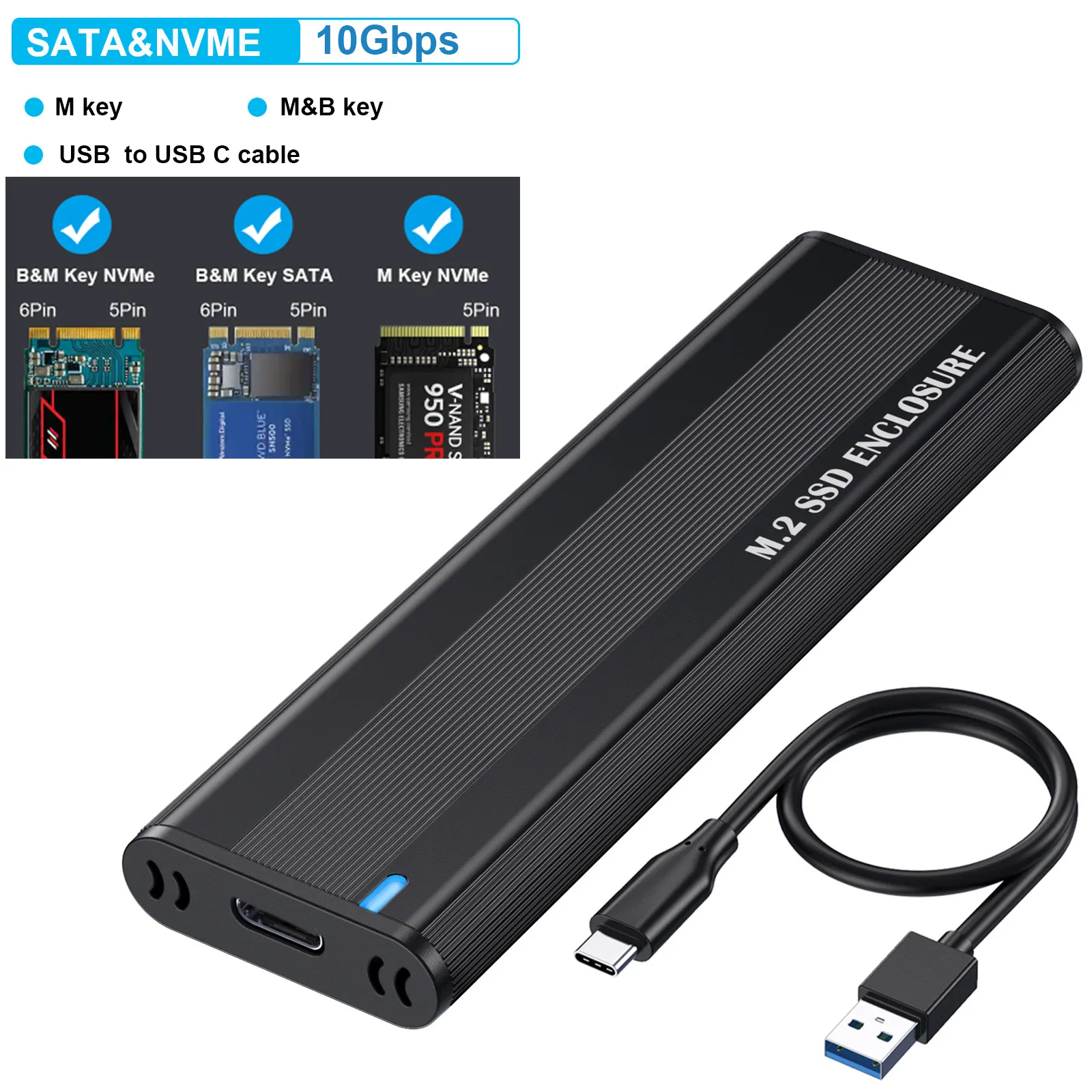 Cross-border USB3.1 to M.2 NVME solid state hard disk box 10Gbps PCI protocol type C hard disk box