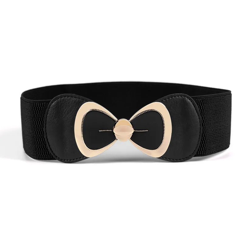 Wide elastic dress belt with large bow waist for ladies  display picture 2