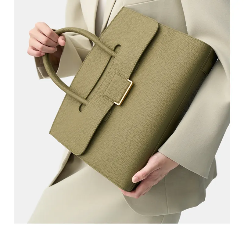 Shanshui Collection Official Document Bag Women s New Commuter Bag Original Niche Tote Bag Genuine Leather Women s Bag Large Capacity Handbag P011C