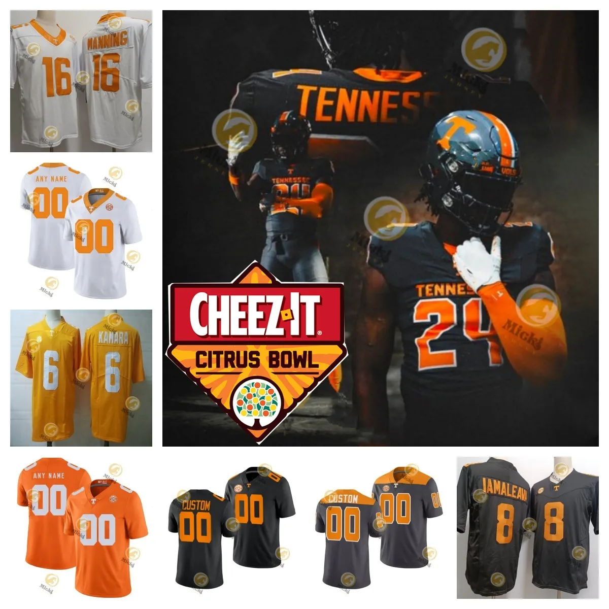 2024 Citrus Bowl BILL BATES Tennessee Volunteers Football Jersey Peyton Manning Eric Berry Alvin Kamara John Kelly Joshua Dobbs Johnny Majors