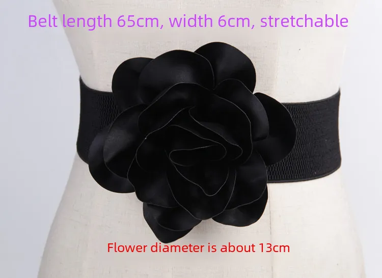 Wide Black Elastic Belt with Large Flower Decoration for Womens Dress  Accessories from Dhgate Belts