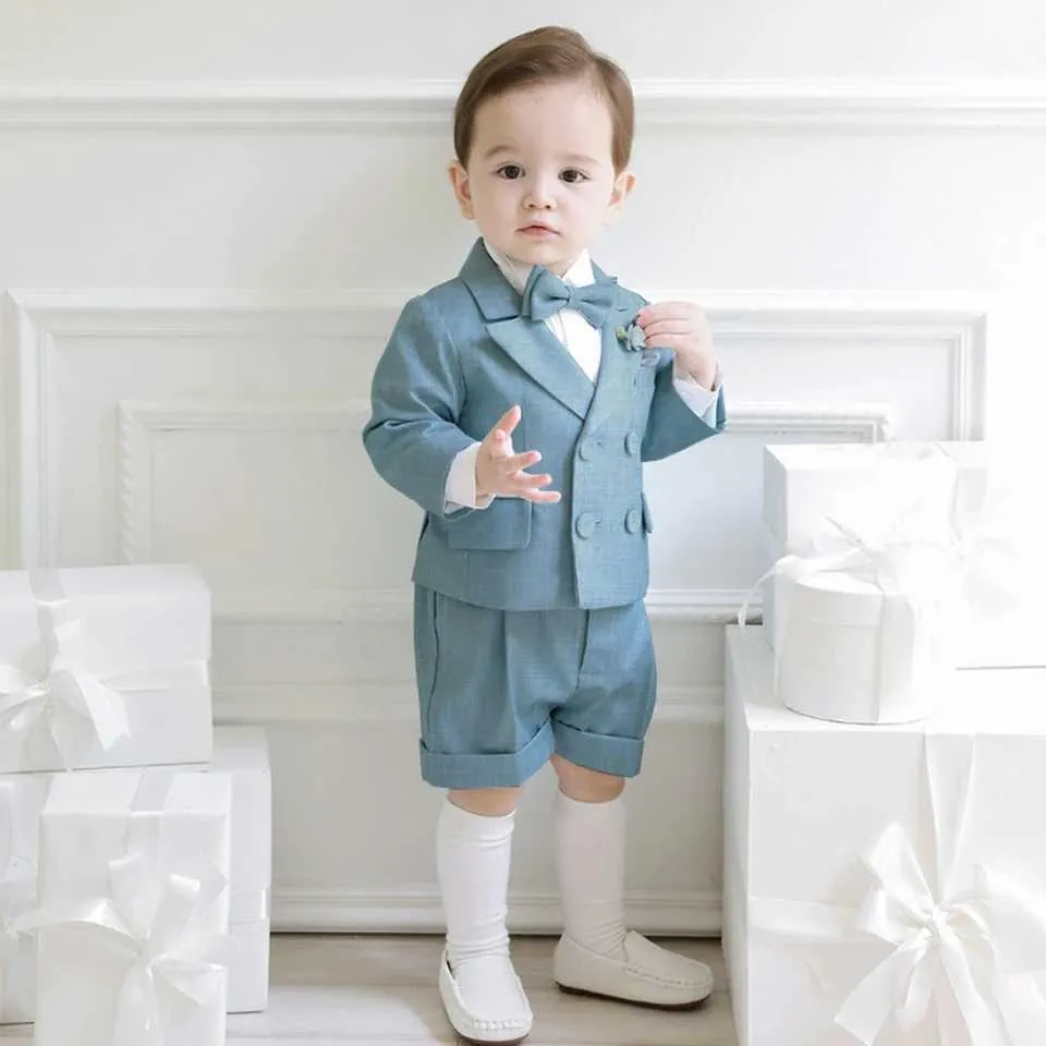 Boys Blue Formal Suit Set With Coat Shorts Bow Tie Gentleman Outfit For Kids Birthday Children Spring Clothes From Nickyoung06 27.72 DHgate.Com