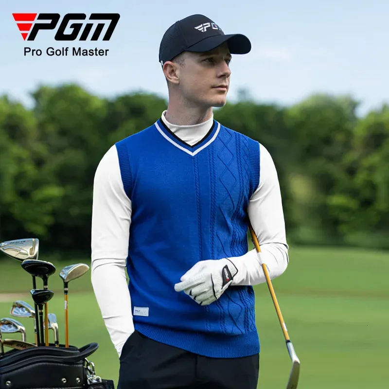 PGM Golf Mens V Neck Knit Sweater Golf Sweater Vest For Autumn And Winter Warmth YF625 240717 From Bei09 86.64 DHgate.Com