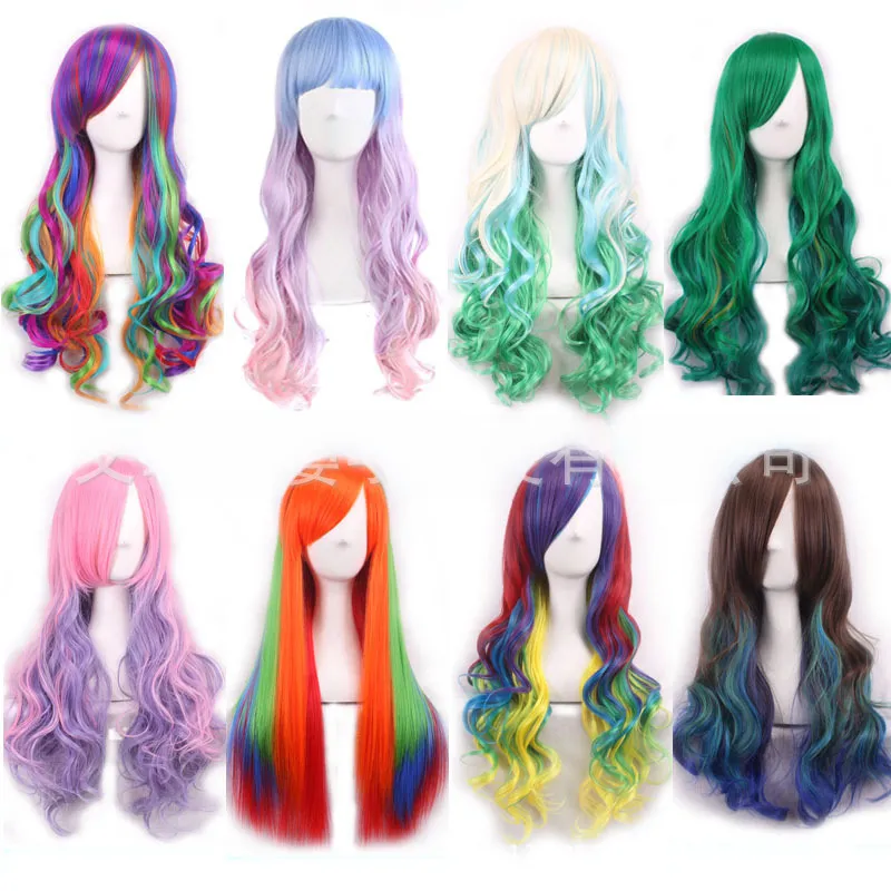 Color Wig Ideas for Cosplay and Halloween Costumes 3 Gradient Color Cosplay Wig: Long Curly Harajuku Style, Anime-Inspired. Shop Now!
