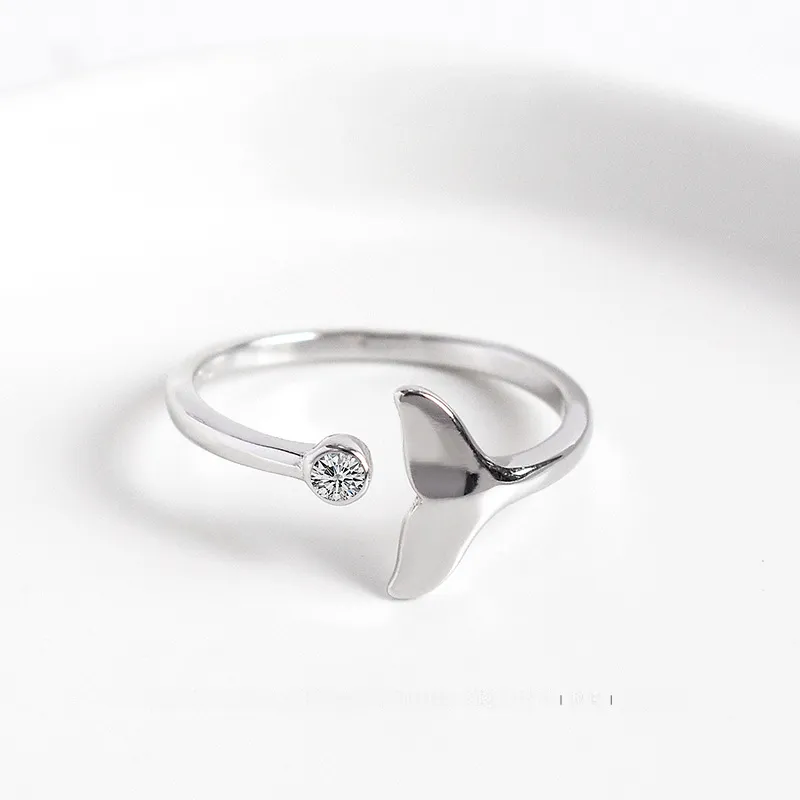 Mermaid Tail Ring: S925 Sterling Silver Dolphin Ring Korean INS