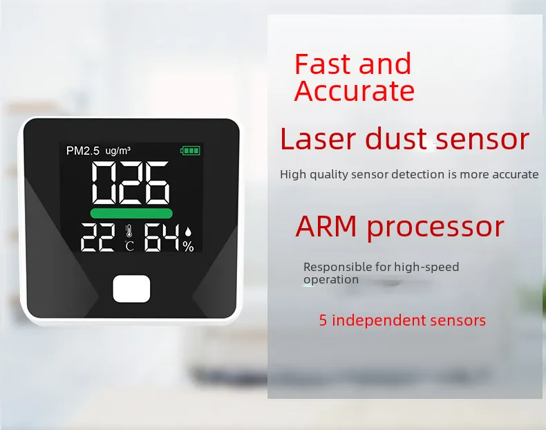 Indoor Air Quality Monitor: Laser PM2.5 Dust Detector & Haze Meter ...