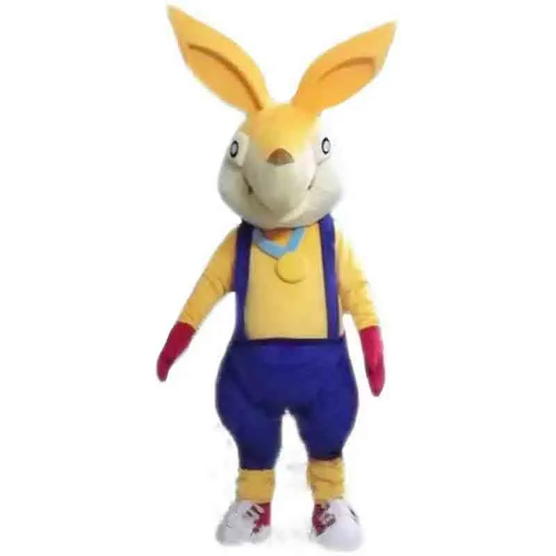 Yellow rabbit mascot costume unisex adult cotton broadcloth full sleeve ...
