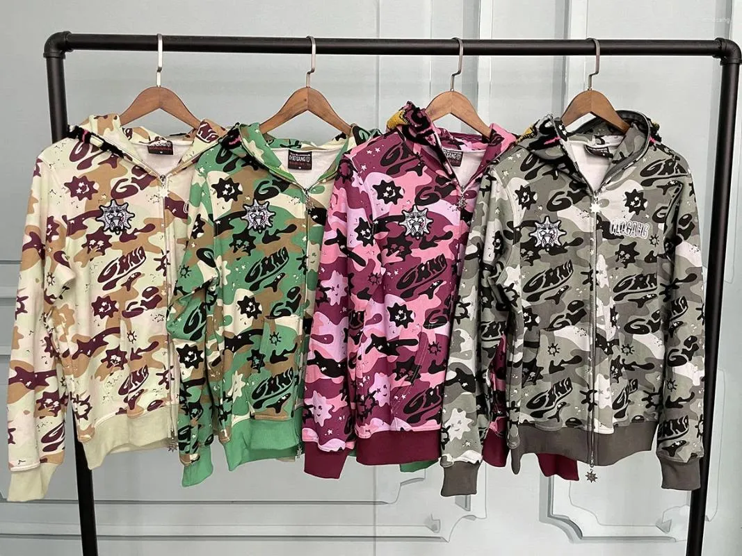 Glo Gang Mens Full Zip Hoodie Camouflage Sweatshirt From