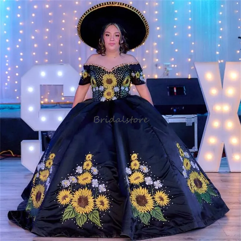 Fiesta Mexicana Vestido De Girasoles Largo Bodas Mexicanas
