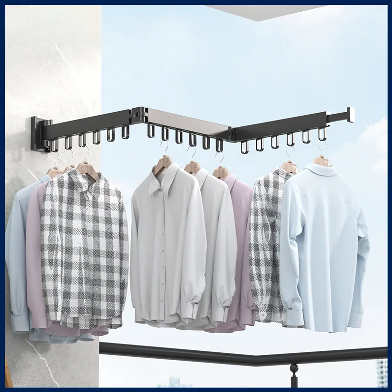 Space Saving Balcony Drying Rack: Invisible Folding, Punch Free