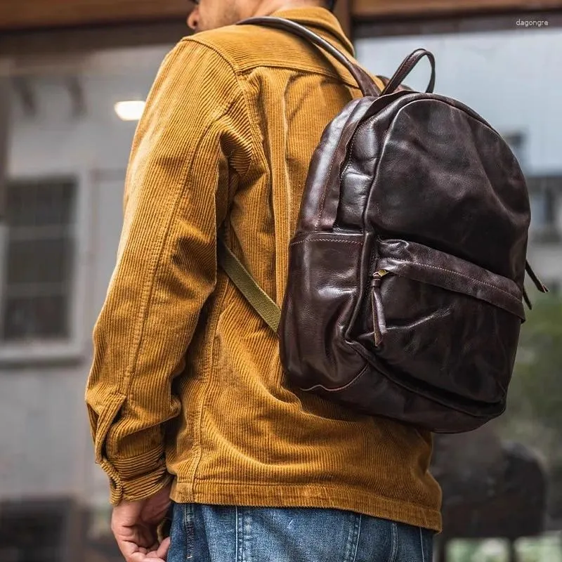 Vintage Genuine Leather Backpack Cowhide Soft Real Leather Fashion :O Retro First Layer Cowhide Genuine Leather Fashion Backpack main image 2