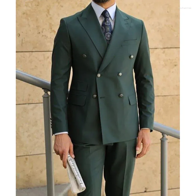 スーツ ADAMSON HOMME Double Breasted Suit Green Premium Mens Double Breasted Suit: Green Slim Fit 2-Piece