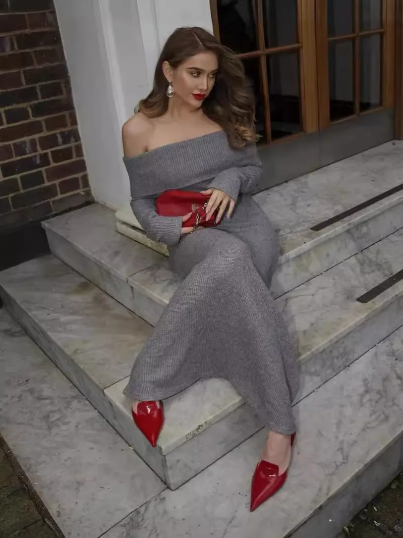 Maxi Pull Maglione Fatto A Vestito Abito Da Maglione A Maglia A