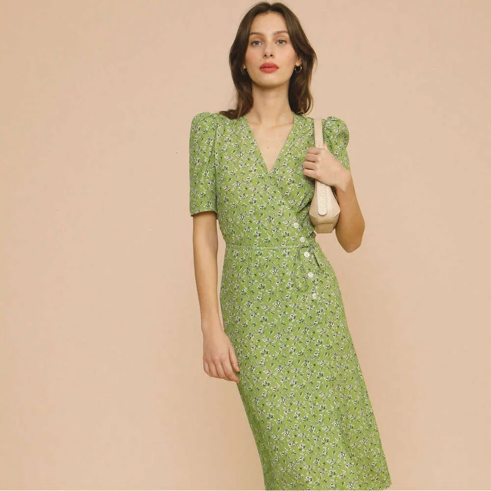 French Fishtail Dress with Button Tea Break Skirt Wrap for Women - Summer New Sexy Loose Waist Self Cultivation BOHO Dress Oversize Dress