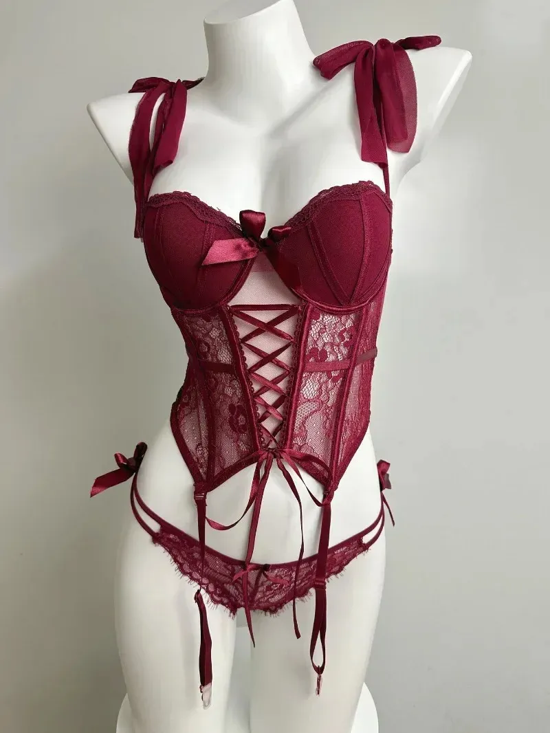 Vintage Lace Corset Top and Panty Set Body Shaping Bustier Lingerie Red  Black from Dhgate Other Panties - price 30.57