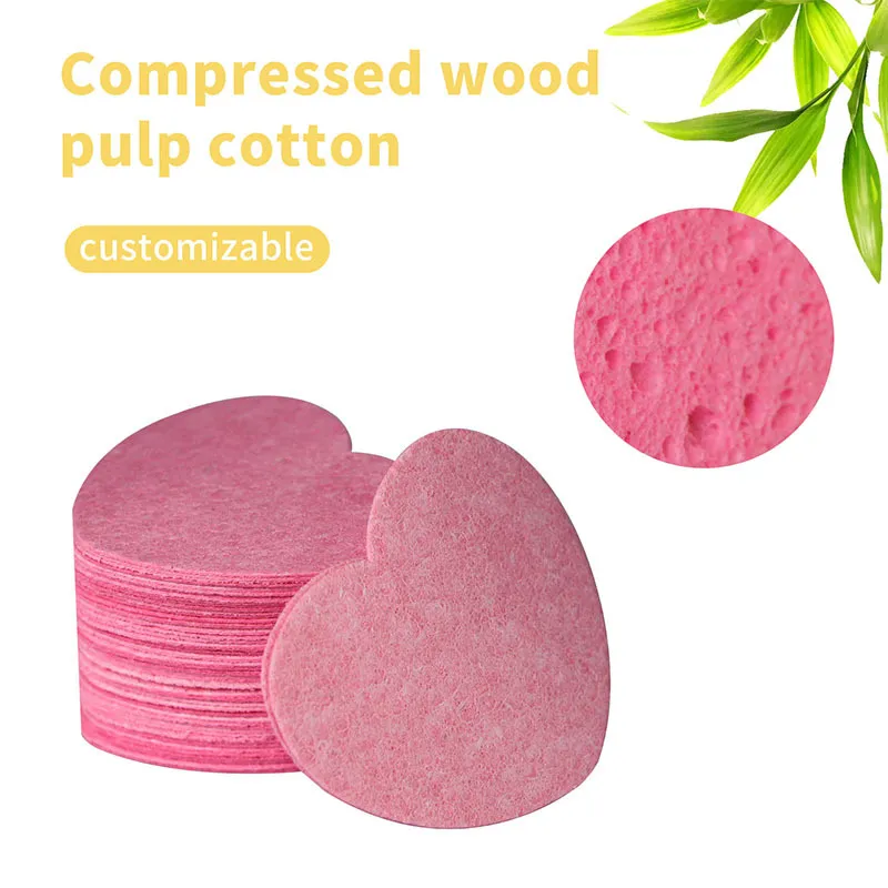 Amazon hot sale pink heart-shaped compressed wood pulp cotton becomes ...