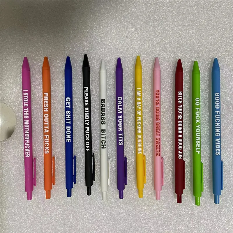Funny Offensive Pens 5-Pack - Snarky Office Gag Gift Pens With Hilarious Sayings For Adults
