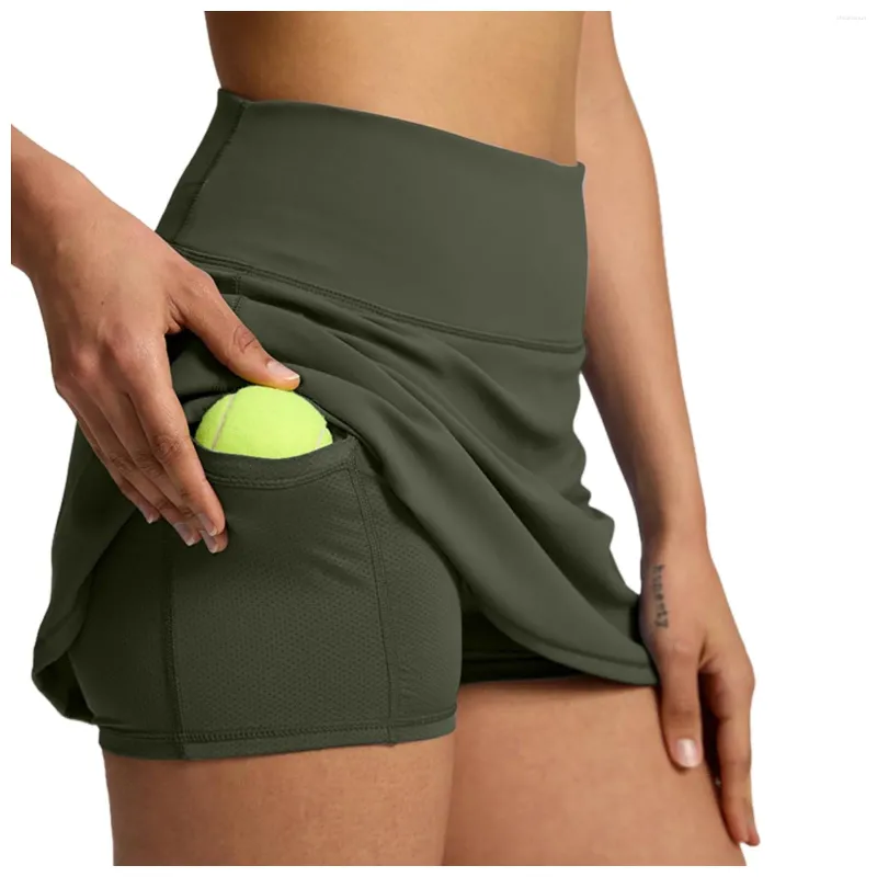 Skirts Tennis Womens Shorts Skirt Two Layered High Waist Fitness