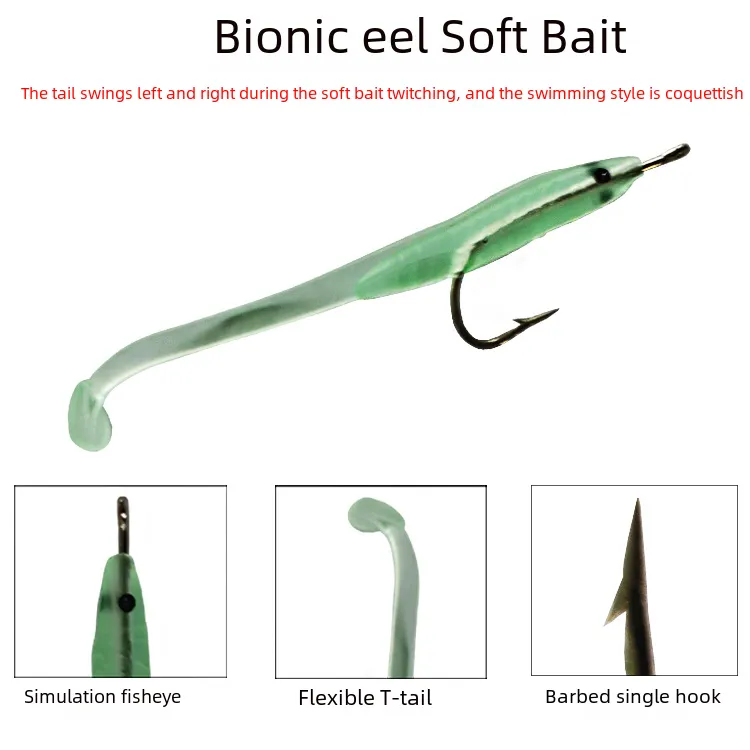 eel fishing baited hook Hogy Sand Jig Teaser Assist (8") 12 oz Green Fishermans Gold Electric Eel Jigs are a soft plastic tail matched with a powder Savage Gear Real EEL Pre-Rigged