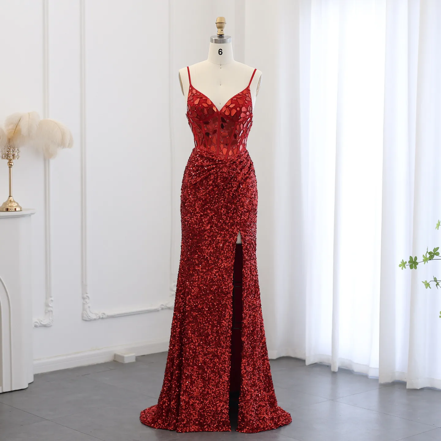 sexy designer evening dress Halte V-neck Navy Sexy Evening Dress Chiffon Long With Split main image 0