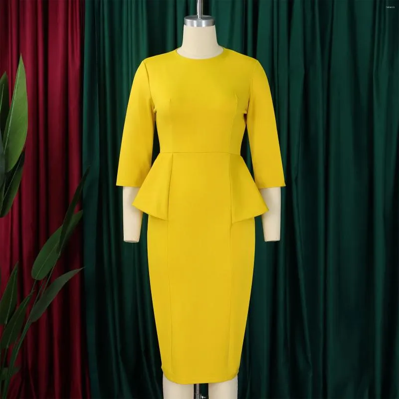 Womens Cotton Peplum Bodycon Dress with Three Quarter Flutter Sleeves  Mid-Calf Length for Summer from Dhgate Basic & Casual Dresses - price 44.71