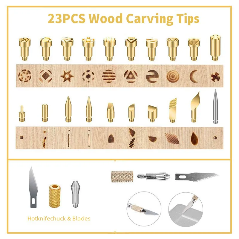 23-Piece Pyrography Kit - Wood Burning Tool Tips, Electric Iron Tips ...